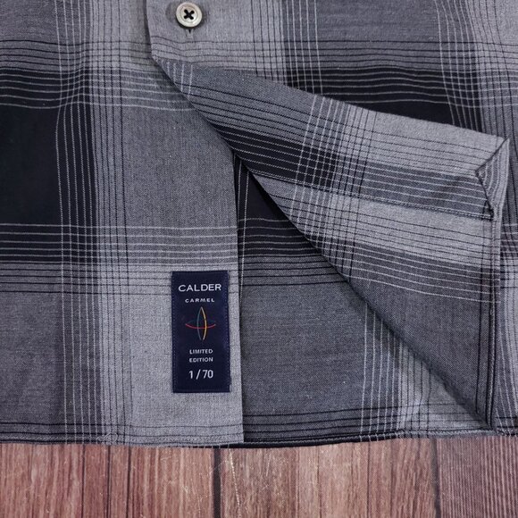Calder Carmel Limited Edition 1/70 Mens Large Gray Black Windowpane Plaid Shirt - Picture 7 of 13
